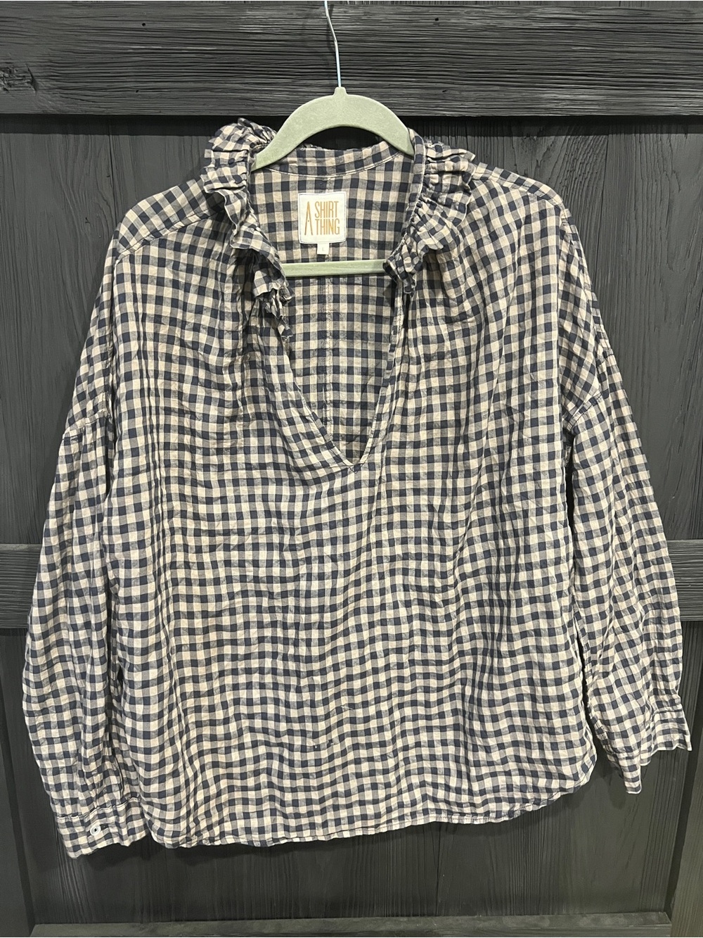 A Shirt Thing, Penelope Gingham Long-Sleeve Shirt, L